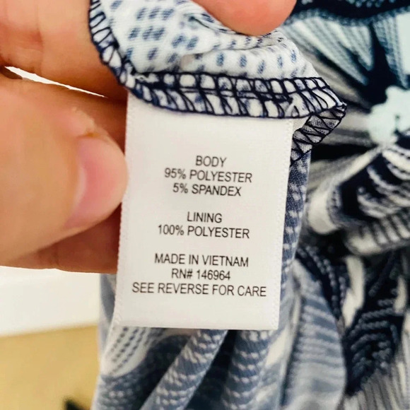 Signature by Robbie Bee Navy Blue and White Dress Size Medium - Picture 10 of 11